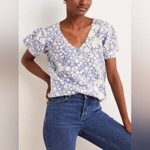 NWT! Boden Women's Printed Puff Sleeve Wool and Alpaca-Blend Top